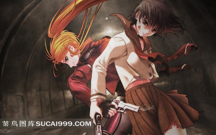 拿枪的动漫人物插画