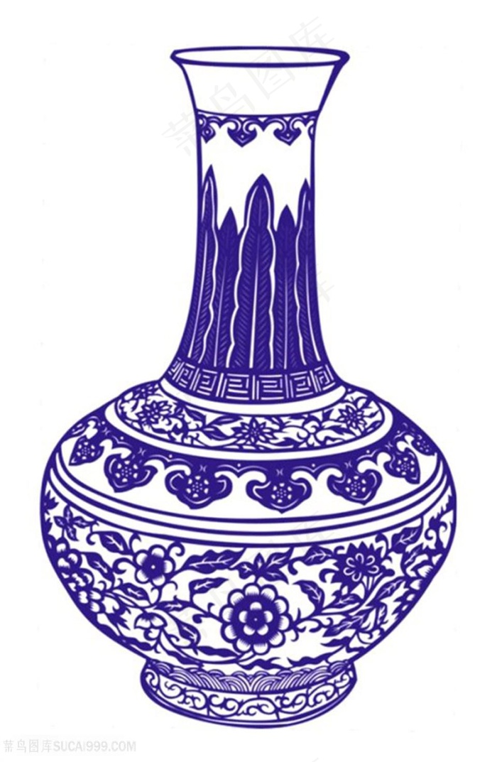 高脖花瓶国粹青花瓷中国风图片