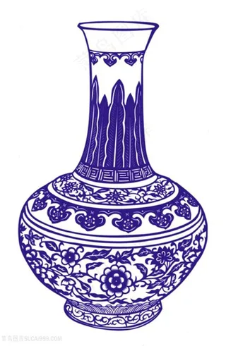 高脖花瓶国粹青花瓷中国风图片
