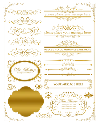 欧式花纹边框金色相框边框古典底纹花边欧美分割线装饰