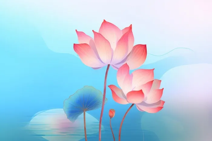 简约清新淡粉色荷花背景(1344x896)