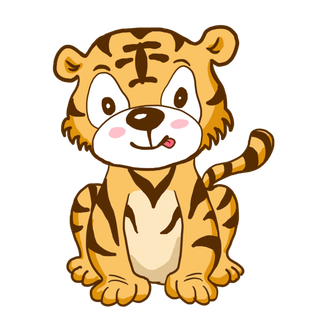 卡通小老虎PNG免抠插画素材可爱动物老虎插画贴图PNG免抠设计素材