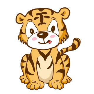 卡通小老虎PNG免抠插画素材可爱动物老虎插画贴图PNG免抠设计素材