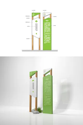 绿色清新公园温馨提示导视牌设计