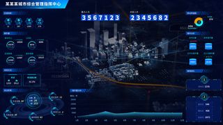 深色科技感酷炫可视化数据大屏仪表盘驾驶舱UI界面PSD模板素材