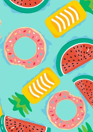 水果抽象画 菠萝西瓜 甜甜圈