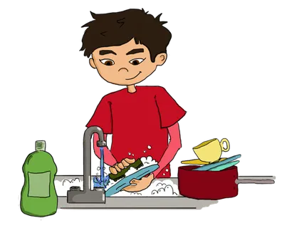 洗碗孩子卡通