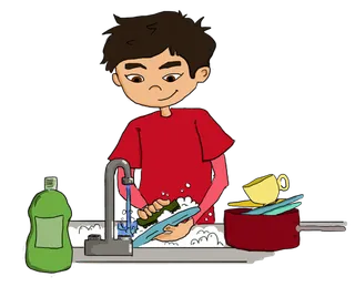 洗碗孩子卡通