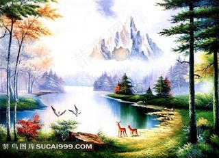 唯美山水风景画图片