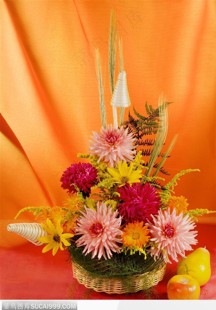 花束物语-竹篮中的菊花