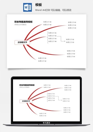 鱼骨大脑树状思维导图ppt模板工作学习项目培训流程逻辑word格式