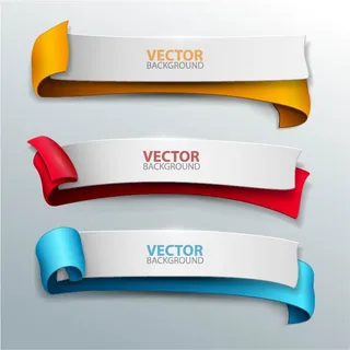 免抠彩色丝带标签