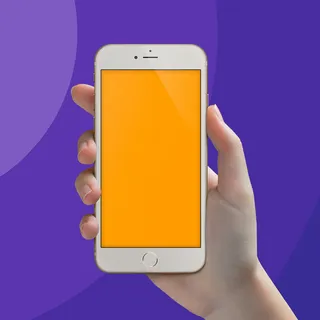 紫色手持苹果手机展示样机