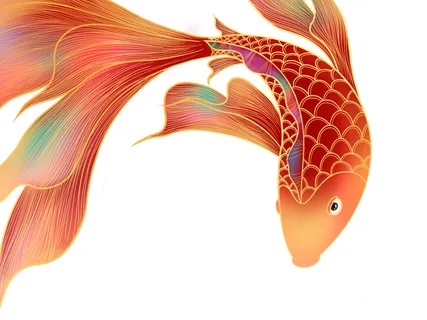 手绘烫金国潮中国风卡通锦鲤鱼金鱼插画装饰元素PSD设计素材 手绘烫金国潮中国风卡通锦鲤鱼金鱼插画装饰元素PSD设计素材