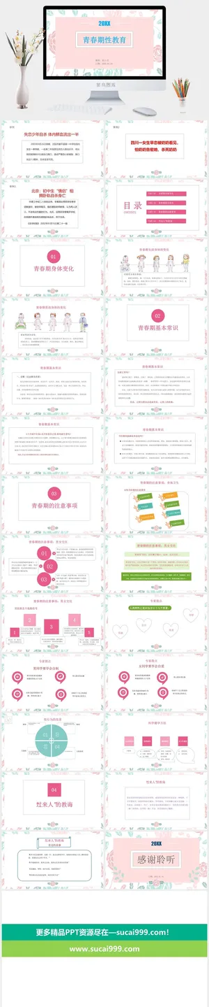 性教育PPT模板预览图