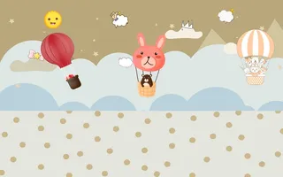 卡通儿童房背景墙壁纸壁画壁布 