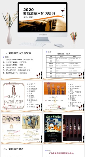 红酒葡萄酒知识培训宣传介绍PPT模板预览图