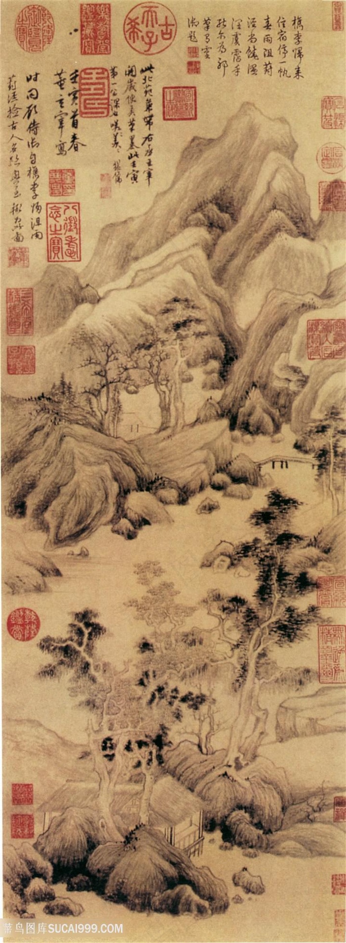 中国风界画葑泾访古图