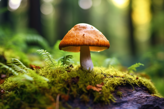 生长在苔藓的蘑菇摄影图(4032x2688)