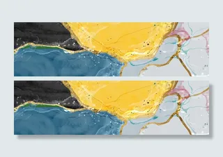 蓝黄抽象大理石装饰画