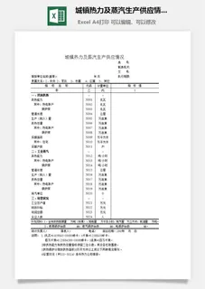 城镇热力及蒸汽生产供应情况excel模板