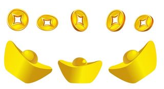 矢量铜钱金元宝