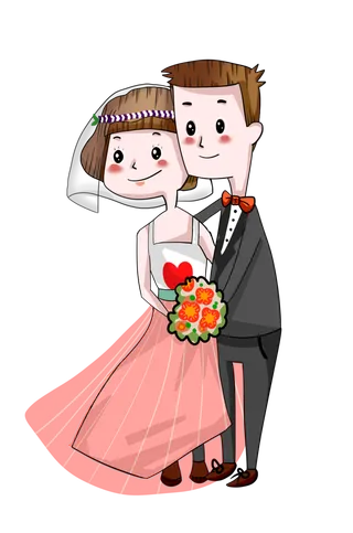 婚纱卡通人物婚礼白纱结婚婚纱摄影手绘