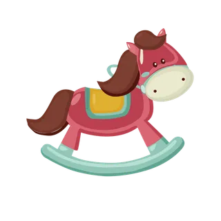 木马玩具剪贴画儿童节幼儿园插画