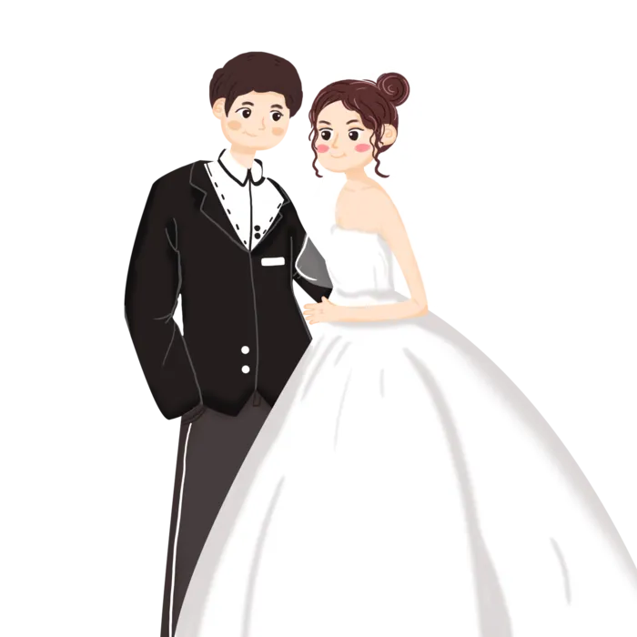 婚纱卡通人物婚礼白纱结婚婚纱摄影手绘