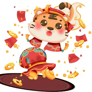 可爱2022年虎年吉祥物卡通形象新年海报元素AI矢量图PSD分层设计素材