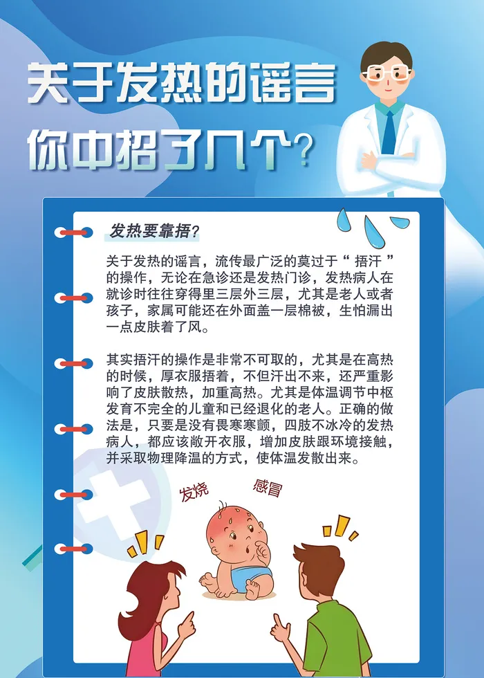 关于发烧发热的谣言海报psd模版下载