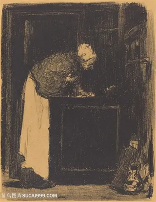 维亚尔手绘老人装饰画