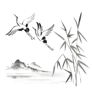 竹子水墨画中国风国画墨水书法竹子画