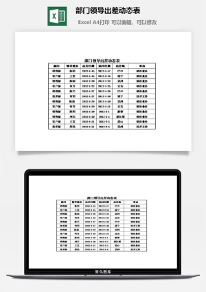 部门领导出差动态表excel模板