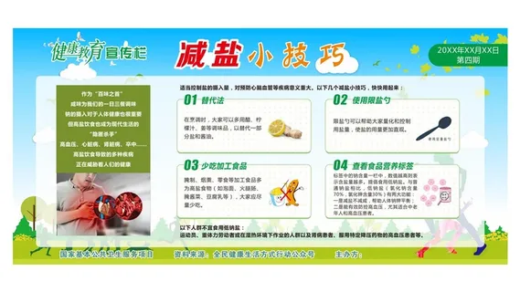 健康教育宣传栏 减盐小技巧 减盐展板