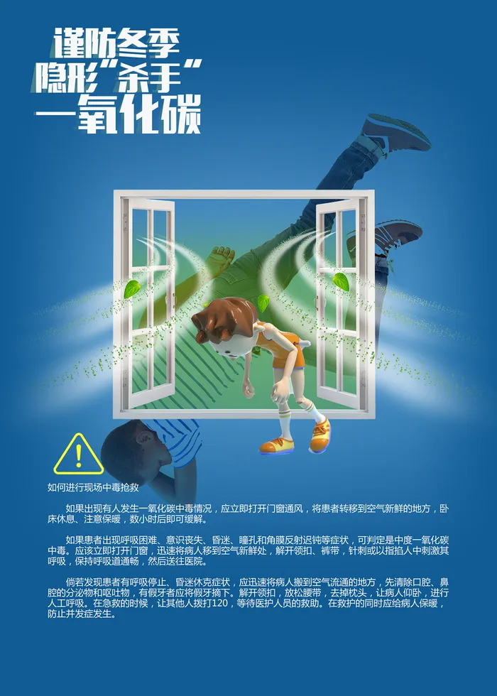 谨防隐形杀手一氧化碳安全海报psd模版下载