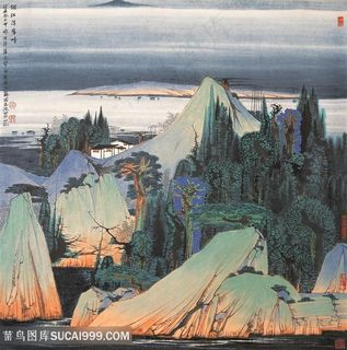 薛亮水墨画水墨巍峨山脉风景画