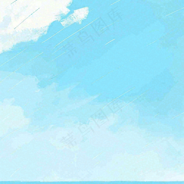 夏天海边蓝天白云水彩画(1024x1024)