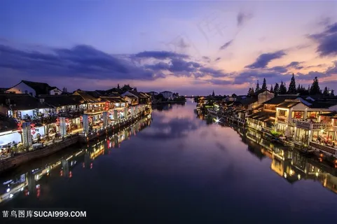 旅行江南古镇的夜景