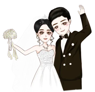 婚纱卡通人物婚礼白纱结婚婚纱摄影手绘