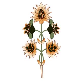 复古中国风国潮敦煌花纹花草插画手绘装饰小元素PSD素材