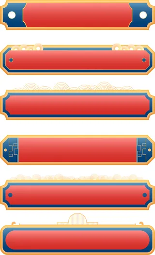 中国风中式古风国潮按钮装饰促销边框标题框对话框PSDAI设计素材