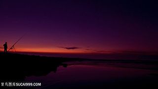 晚霞湖畔美景壁纸