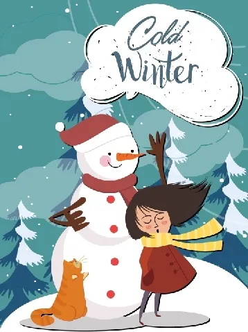 设计冬天雪人卡通背景eps,ai矢量模版下载