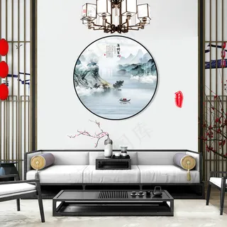 中国风山水花鸟日出帆船海纳百川鸿运当头客厅卧室玄关画酒店装饰画壁画挂画