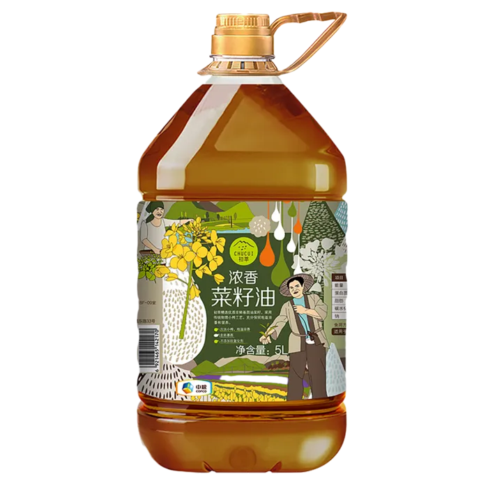 中粮初萃菜籽油5升超市商品白底图免抠实物摄影png格式图片透明底