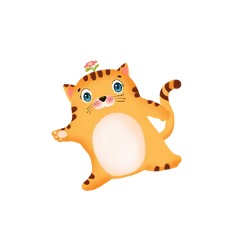 卡通小老虎PNG免抠插画素材可爱动物老虎插画贴图PNG免抠设计素材