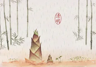 清新风清明节旅游踏青青团春天手绘插画春季海报psd设计素材背景