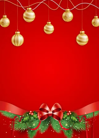 圣诞节金色礼物红色背景