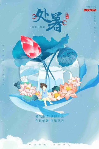 二十四节气处暑节日海报